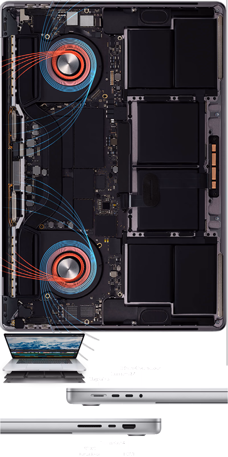 Close-up of MacBook internals during a repair